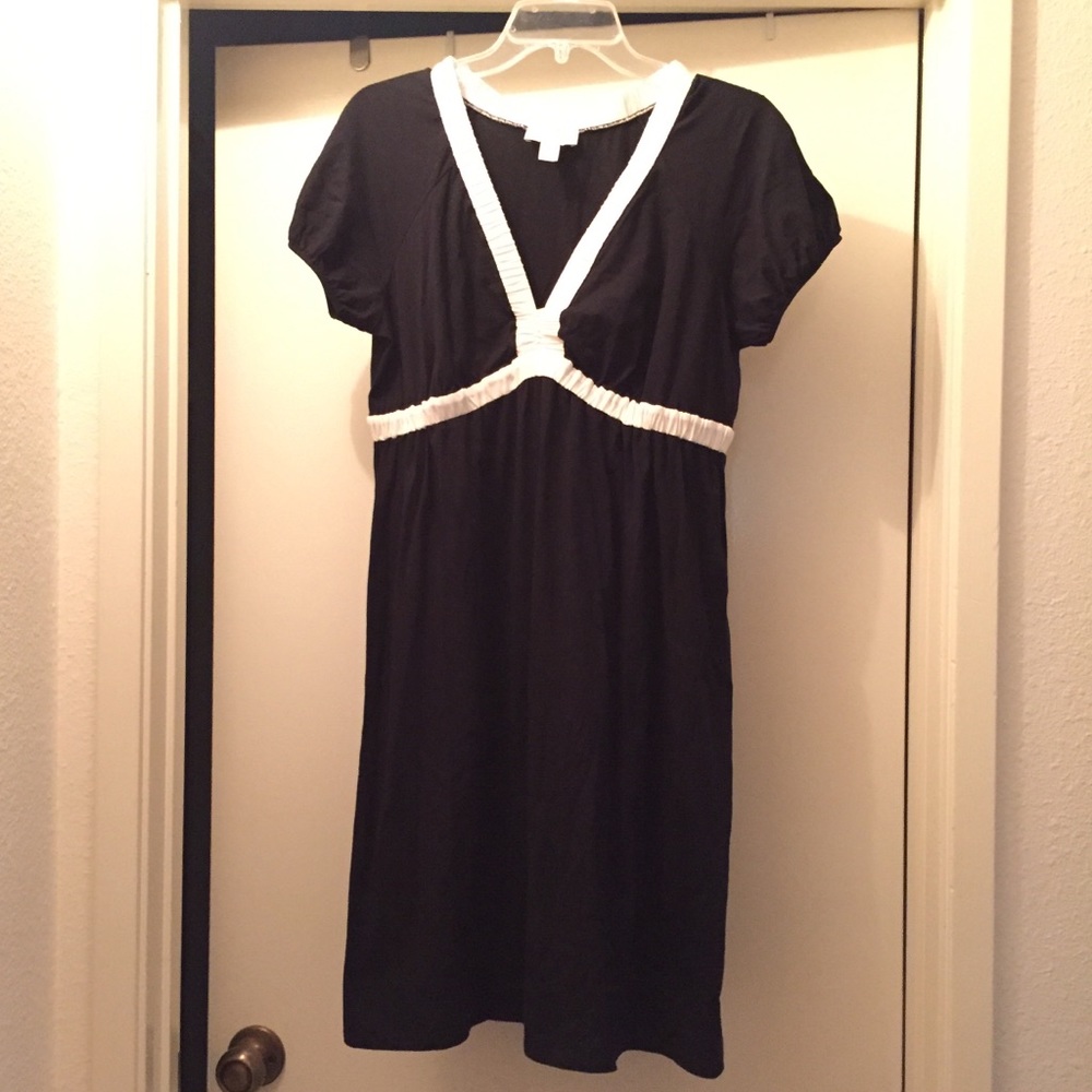 Ann Taylor Loft Dress Black w/White Trim Lg